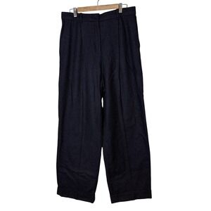 COS Manteco‎ Wool Blend Houndstooth Pants Navy Blue Brown EUR 40 Classic Preppy